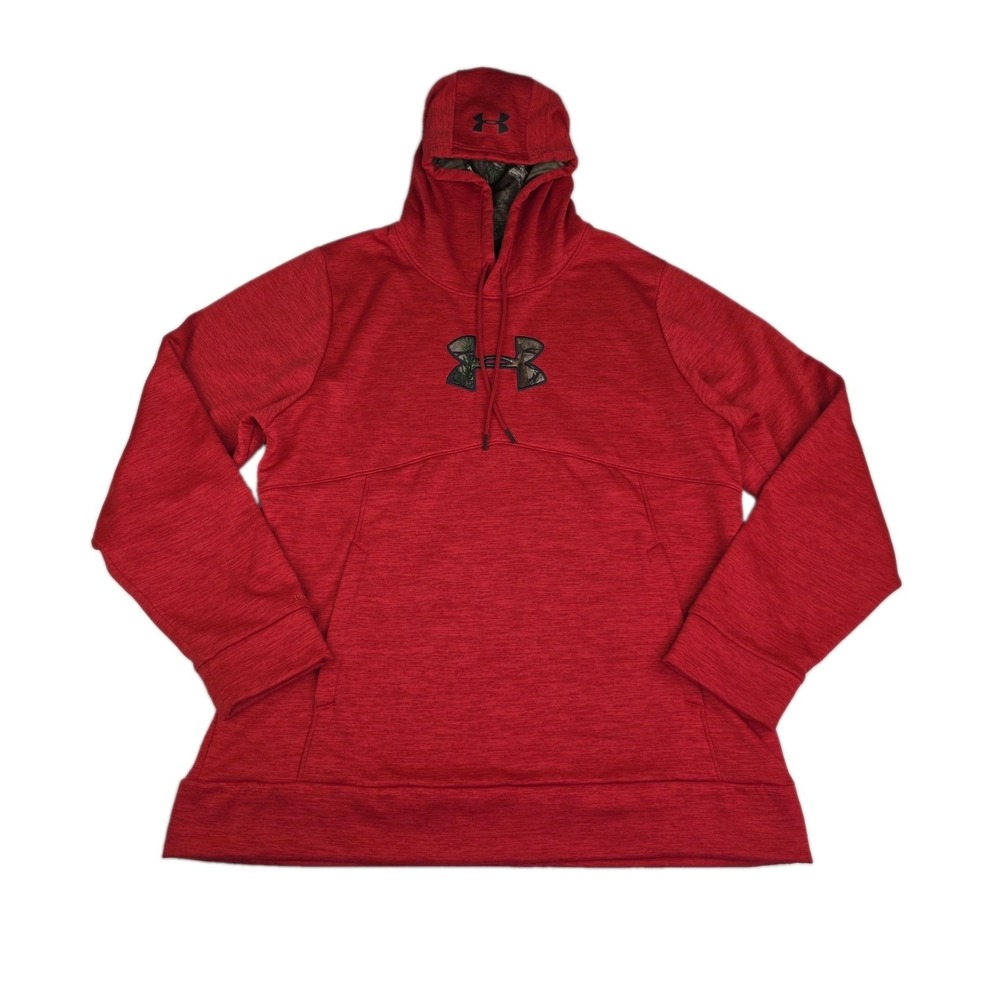 Under Armour Hoodie Mens Large Red ColdGear Storm Realtree Xtra Fleece Pullover